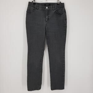3/$25 Lafayette 148 Slim Straight Jeans 2 Mid Rise Ankle Length Stretchy Gray